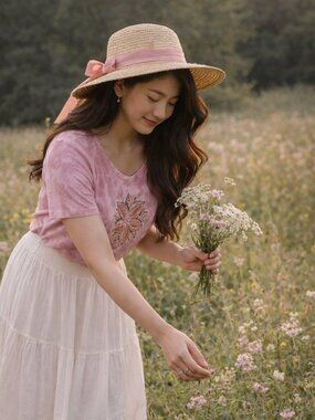 Style & Co Pink Tie Dye Floral Top 1X Cottagecore Boho Soft Girl Tee